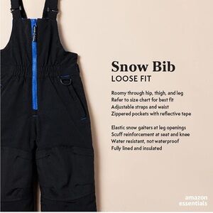 Amazon Essentials Kids Black Snow Bib with Blue Accents